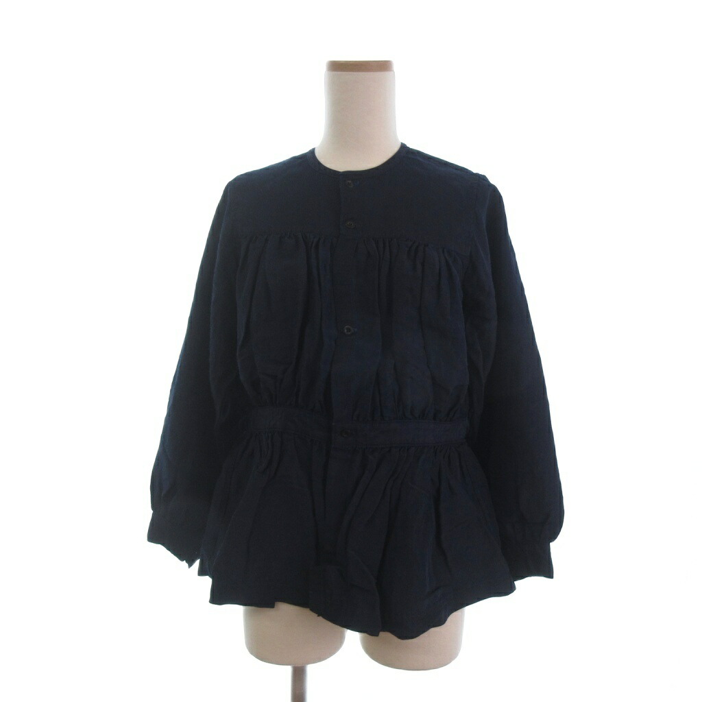 【中古】ウティ OUTIL 美品 CHEMISIER LEZOUX OV ブラウス 長袖 紺 ネイビー 0 レディース 【ベクトル 古着】 260223