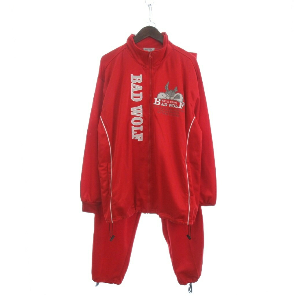 【中古】WILDFANG BADWOLF セットアップ ティーシャツ 上衣 ズボン下 刺しゅう 赤 赤いこと LL ■FF メンズ 【ベクター 古着】 260315