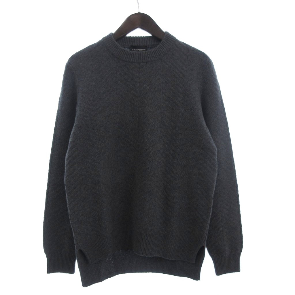 【中古】未当て嵌める品 エンポリオアルマーニ EMPORIO ARMANI 曳き船付き添い人 プルオーバー 編み物 長袖 朦々たる 羊毛 薄墨色 薄墨色 M メンズ 【ベクター 古着】 260316