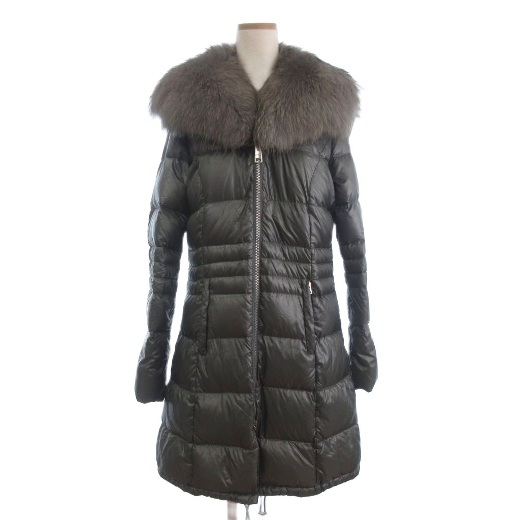 【中古】ヘルノ HERNO ダウンコート ナイロン フルジップ ロング丈 ファー付き グレー系 48 レディース 【ベクトル 古着】 260314