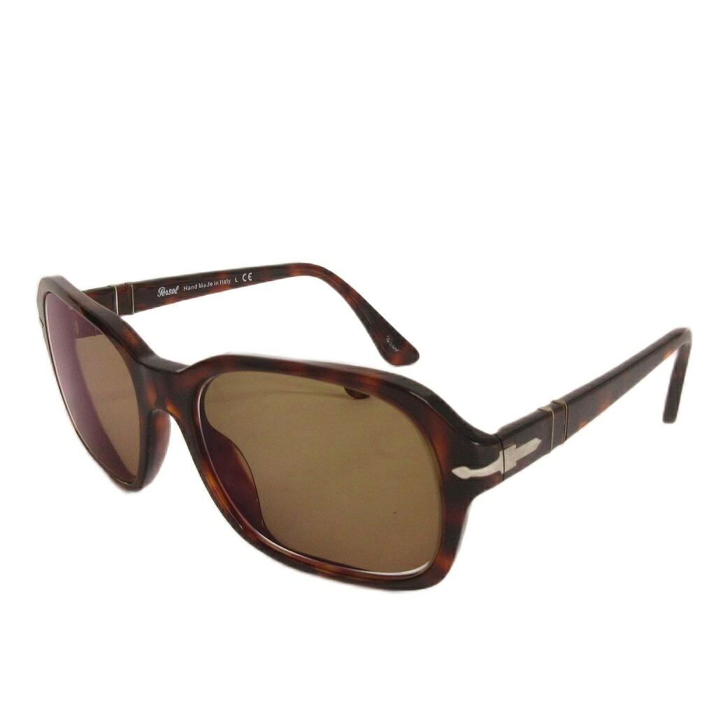 【中古】ペルソール Persol スクエアシェイプ サングラス 度入り べっ甲柄 3136-S 茶 ブラウン 57?18 アイウェア メンズ 【ベクトル 古着】 260323
