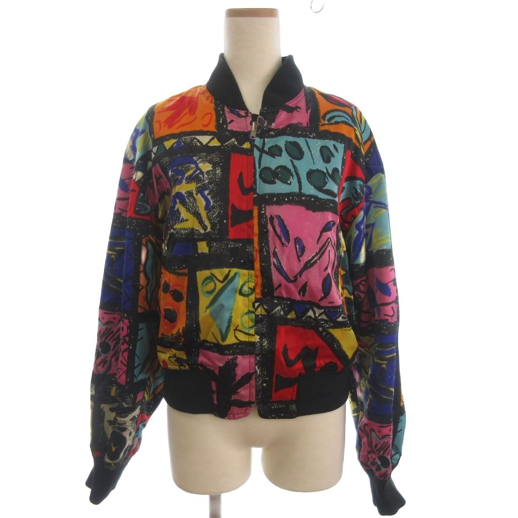 【中古】ツモリチサト TSUMORI CHISATO リバーシブルブルゾン ジャケット フルジップ ナイロン 総柄 黒 ブラック マルチカラー M ■GY99 レディース 【ベクトル 古着】 260325｜ブランド古着の買取販売ベクトル