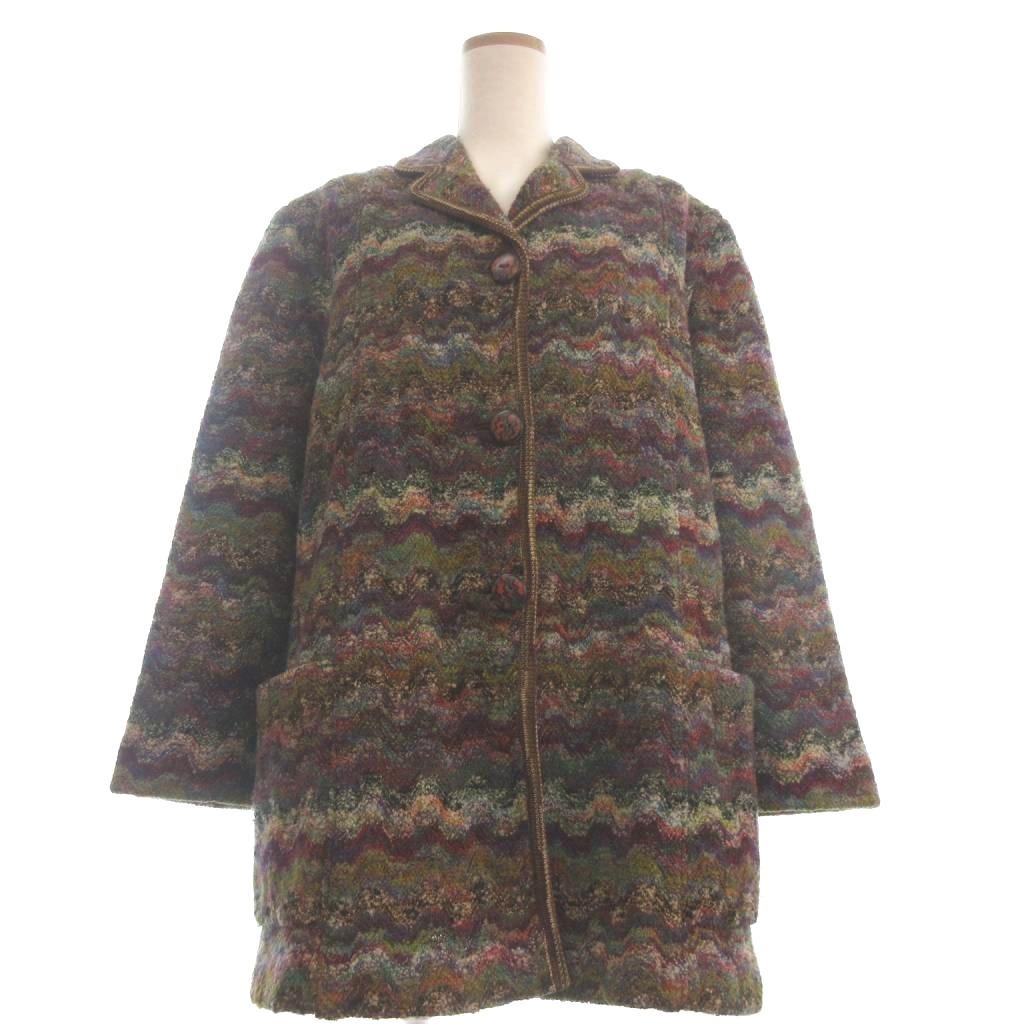 【中古】ミッソーニ MISSONI ツィード厚地の外套 midi丈 長袖 絨毛 マルチ色合い 32 レディース 【ベクター 古着】 260410 コート・ジャケット-レディースファッション