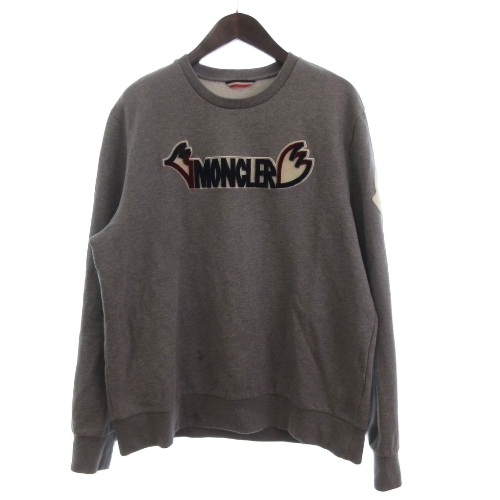 【中古】モンク軌跡 MONCLER MAGLIA GIROCOLLO ROUND NECK JUMPER 流汗 調教師 長袖 ロゴタイプ 裏起毛 薄墨色 薄墨色 XXL メンズ 【ベクター 古着】 260422