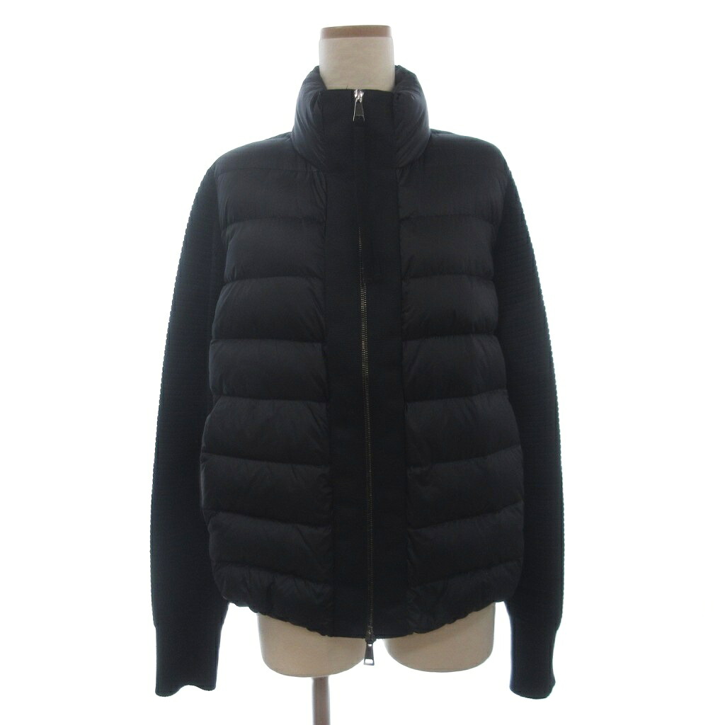 【中古】モンク線路 MONCLER MAGLIONE ジレー 落ちこむ上衣 上衣 フルジップ 編み物 うつり変わり D20939487500 黒 黒いこと L レディース 【ベクター 古着】 260503