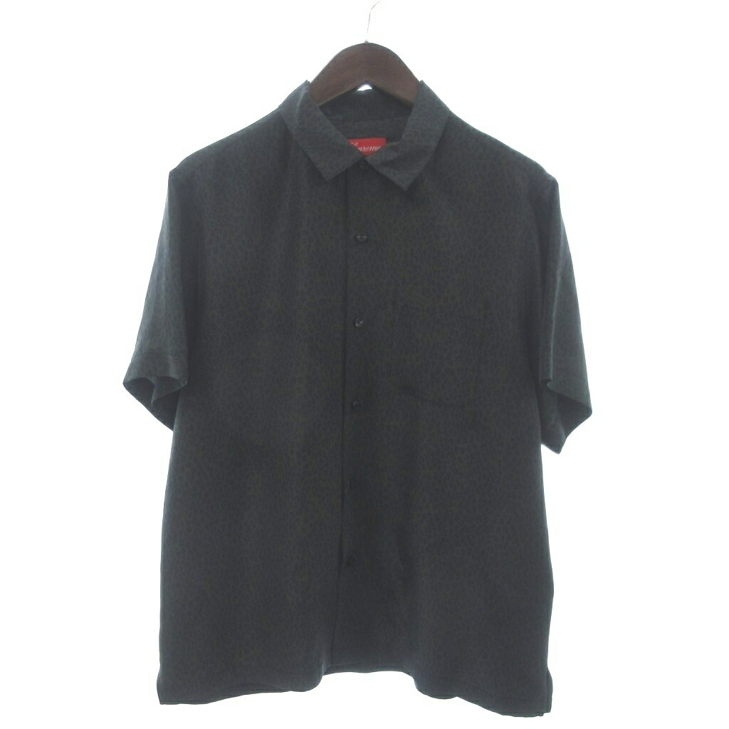 【中古】シュプリーム SUPREME 美品 Leopard Silk S/S Shirt プルオーバー 半袖 地絹 総柄 緑 緑であること S メンズ 【ベクター 古着】 260510
