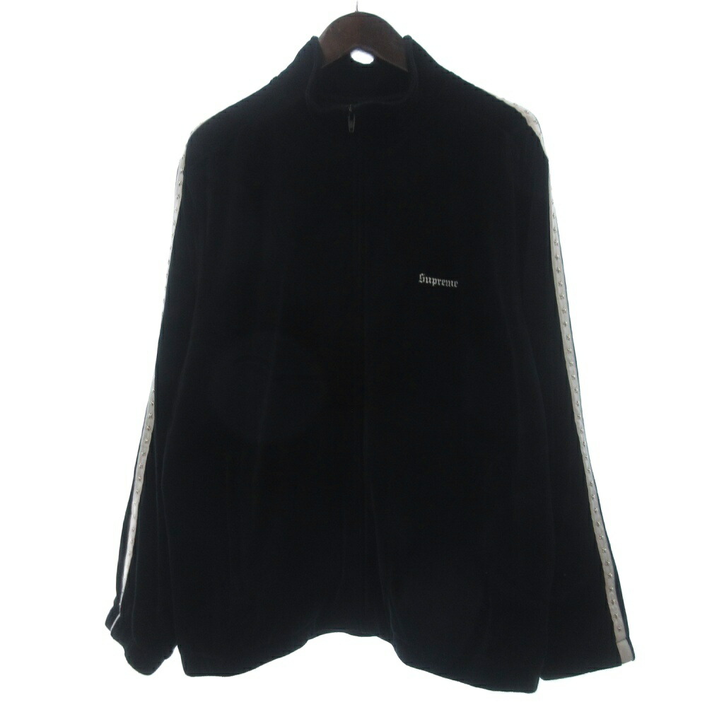 【中古】シュプリーム SUPREME Studded Velour Track Jacket 上衣 長袖 フルジップ 天鵞絨 伝達ルート スタッズ 星 黒 黒いこと L メンズ 【ベクター 古着】 260508