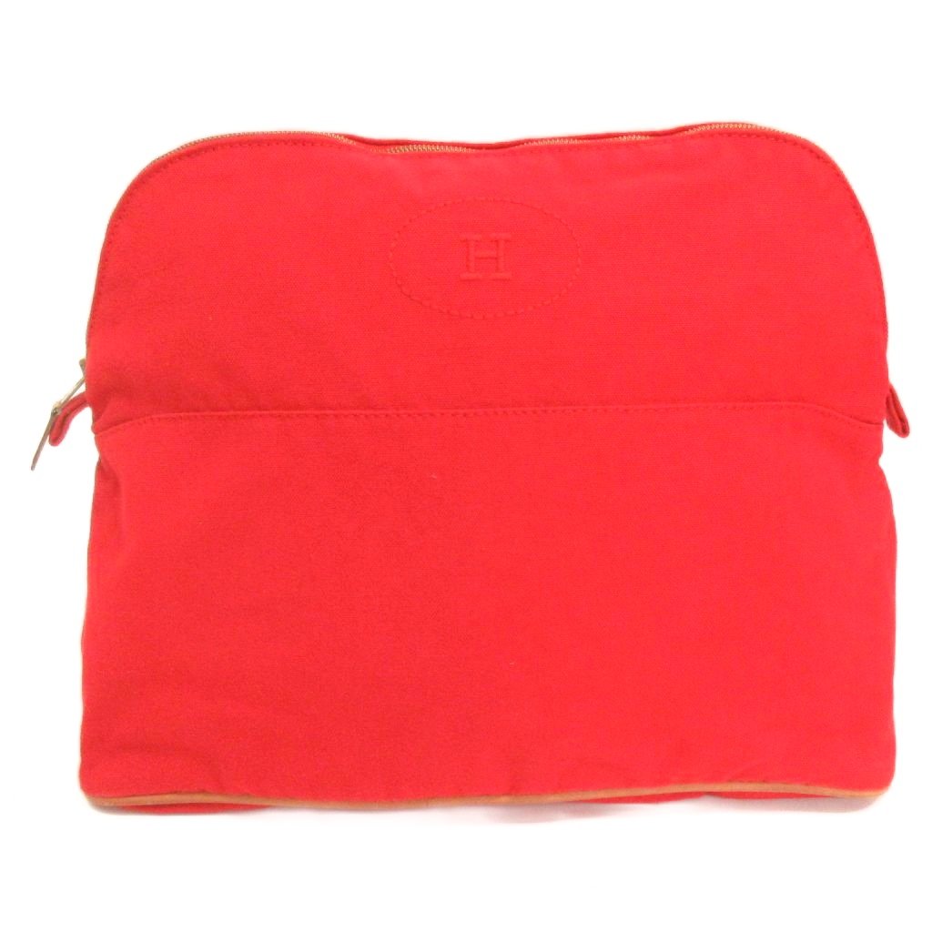 【中古】エルメス HERMES ボリードポーチ GM 帆布 小入れもの 周遊 赤 赤いこと レディース 【ベクター 古着】 260508