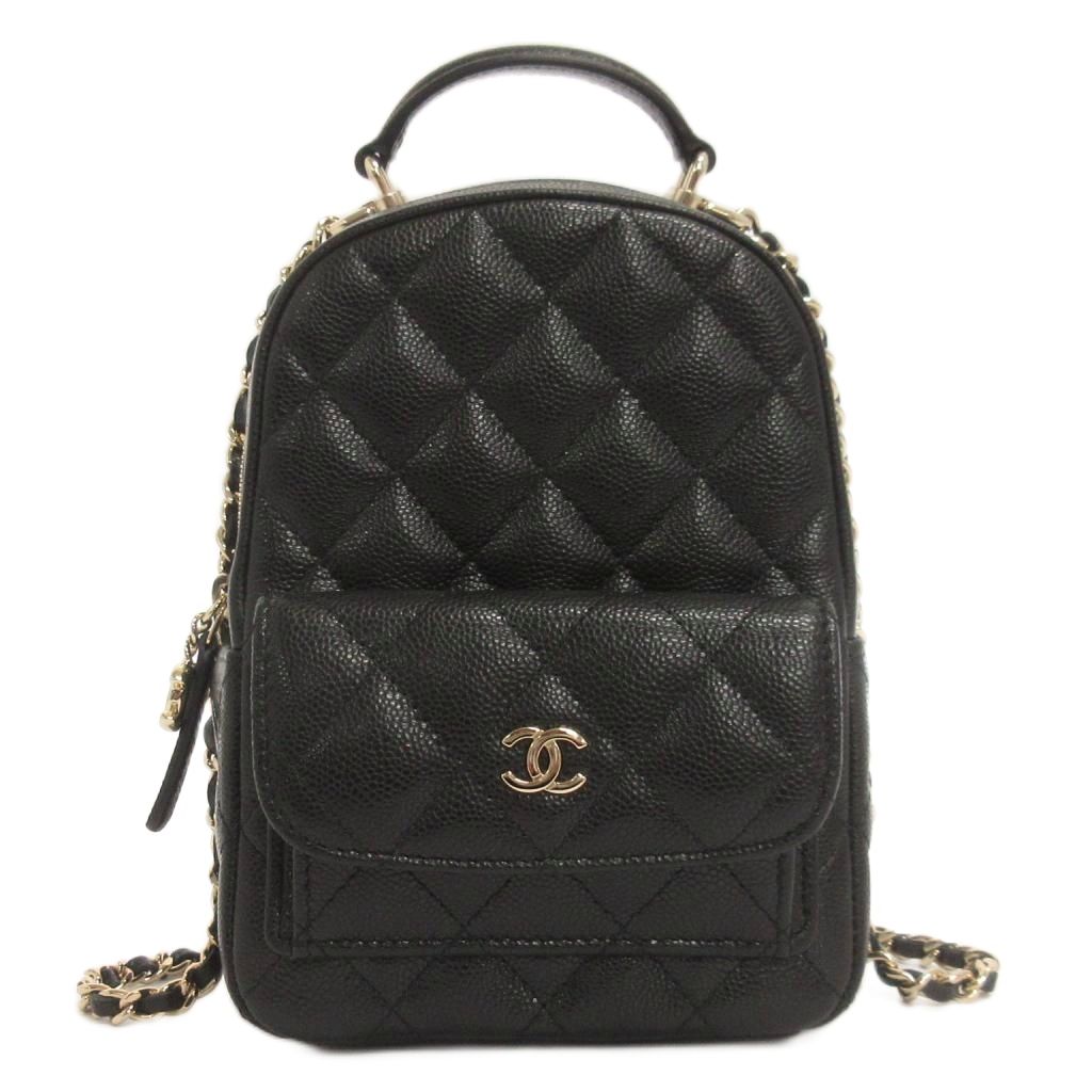 【中古】シャネル CHANEL 美品 タイムレスクラシック ミニマトラッセ 背嚢 ショルダーバッグ 2WAY 曲がった掛け キャビアひと肌 AP3753 黒 黒いこと 鞄 レディース 【ベクター 古着】 260515