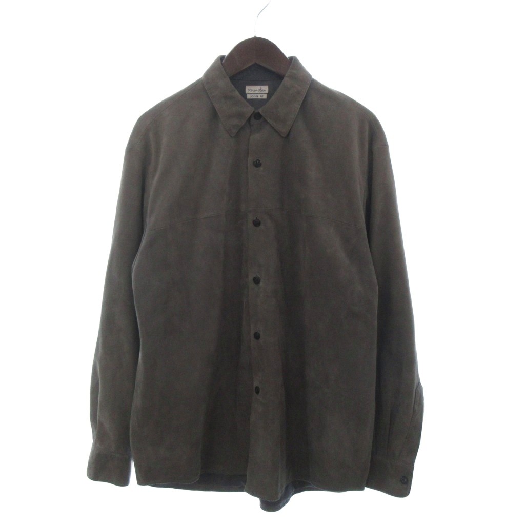 【中古】スティーブンアラン Steven Alan スウェードレザーシャツ 長袖 野羊革 無地 8111-699-0824 薄墨色 S メンズ 【ベクター 古着】 260525