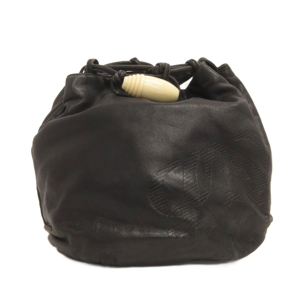 【中古】ロエベ LOEWE アナ瓦 ショルダーバッグ 合切袋型 なめし革 黒 黒いこと レディース 【ベクター 古着】 260528