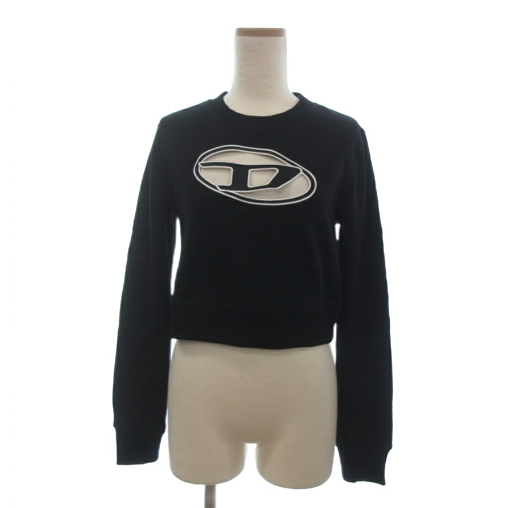 【中古】ディーゼル DIESEL 美品 F-SLIMMY-E3 調教師 汗水 長袖 短丈 裏毛 A06545 黒 黒いこと M レディース 【ベクター 古着】 260524