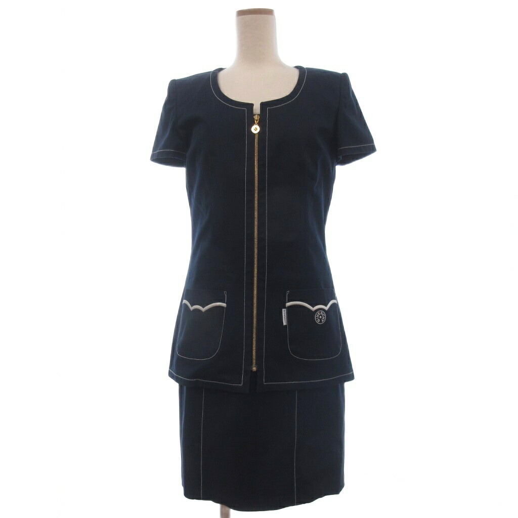 【中古】ジバンシィ GIVENCHY ブチック 背広 セットアップ 上衣 衣裳 ミニ ノースリーブ ジップアップ 40 紺 米国海軍 レディース 【ベクター 古着】 260608