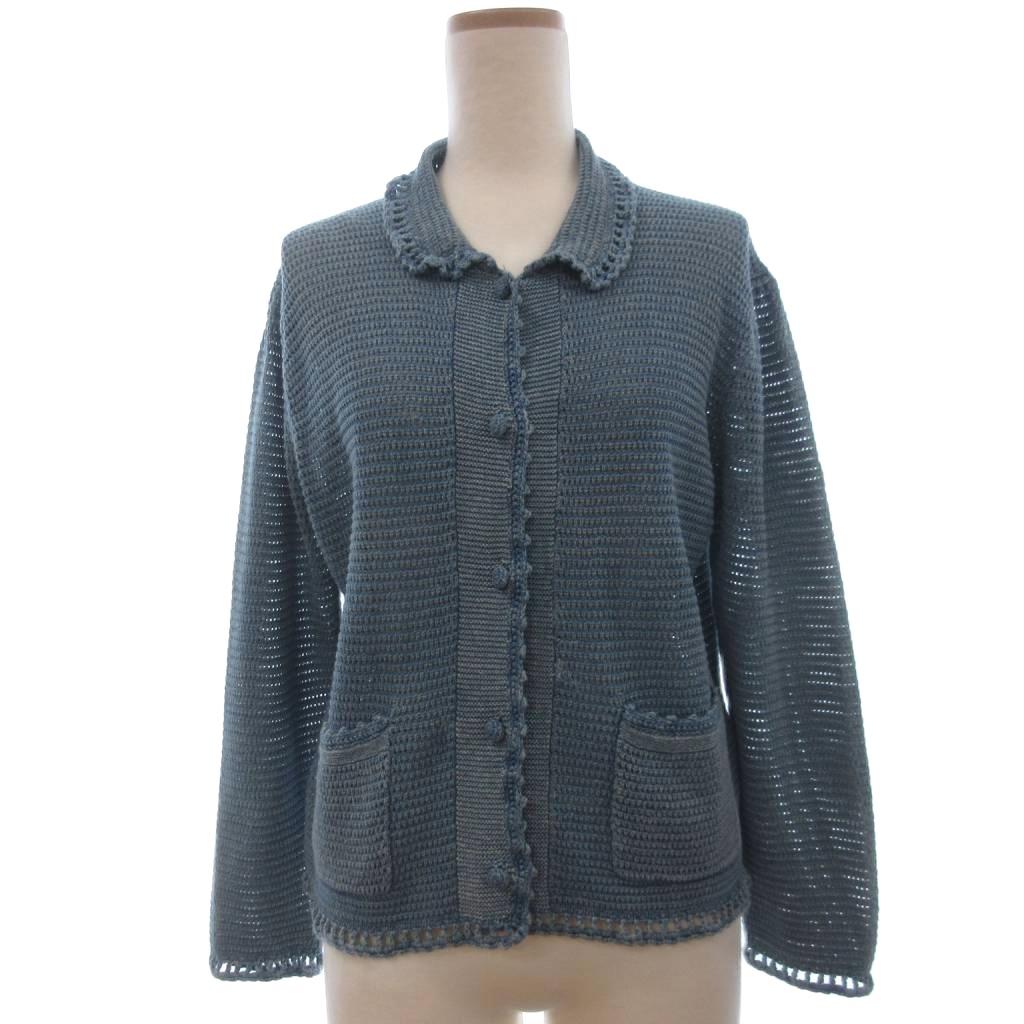 【中古】ダブルアールエル RRL ラルフローレン 美品 リネン綿織物 ジレー 編み物 透け編み 長袖 3 青 青色 レディース 【ベクター 古着】 260609