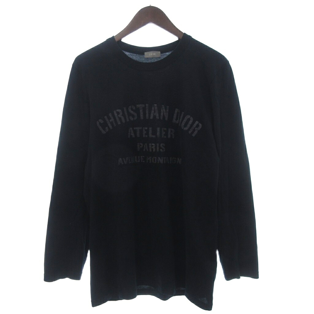 【中古】ディオールオム Dior HOMME Tシャツ カットソー 長袖 プリント アトリエロゴ 043J611A0589 黒 ブラック L メンズ 【ベクトル 古着】 260704|ブランド古着の買取販売ベクトル
