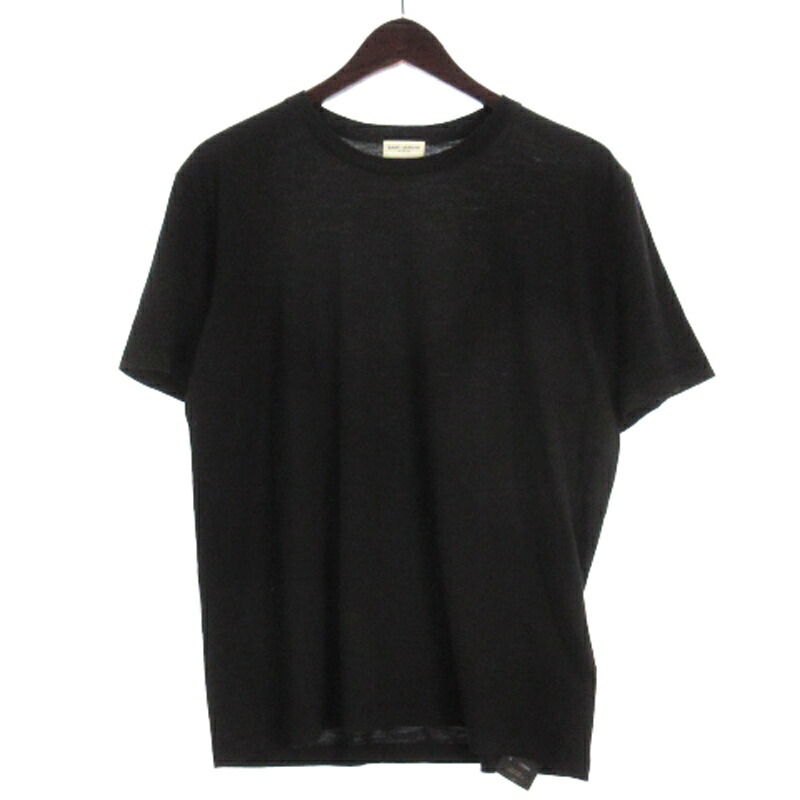 サンローラン シャツ ブラック SAINT LAURENT (サンローラン) SHIRT IN DOTTED SHINY AND MATTE