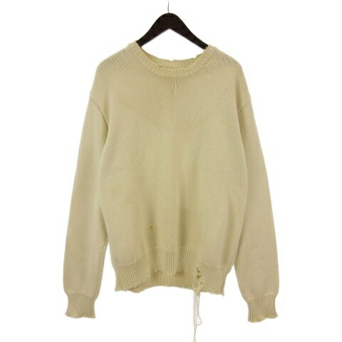 【中古】マルタンマルジェラ 10 Martin Margiela 10 デストロイ コットン ニット ダメージ 厚手 S アイボリー メンズ 【ベクトル 古着】 260321