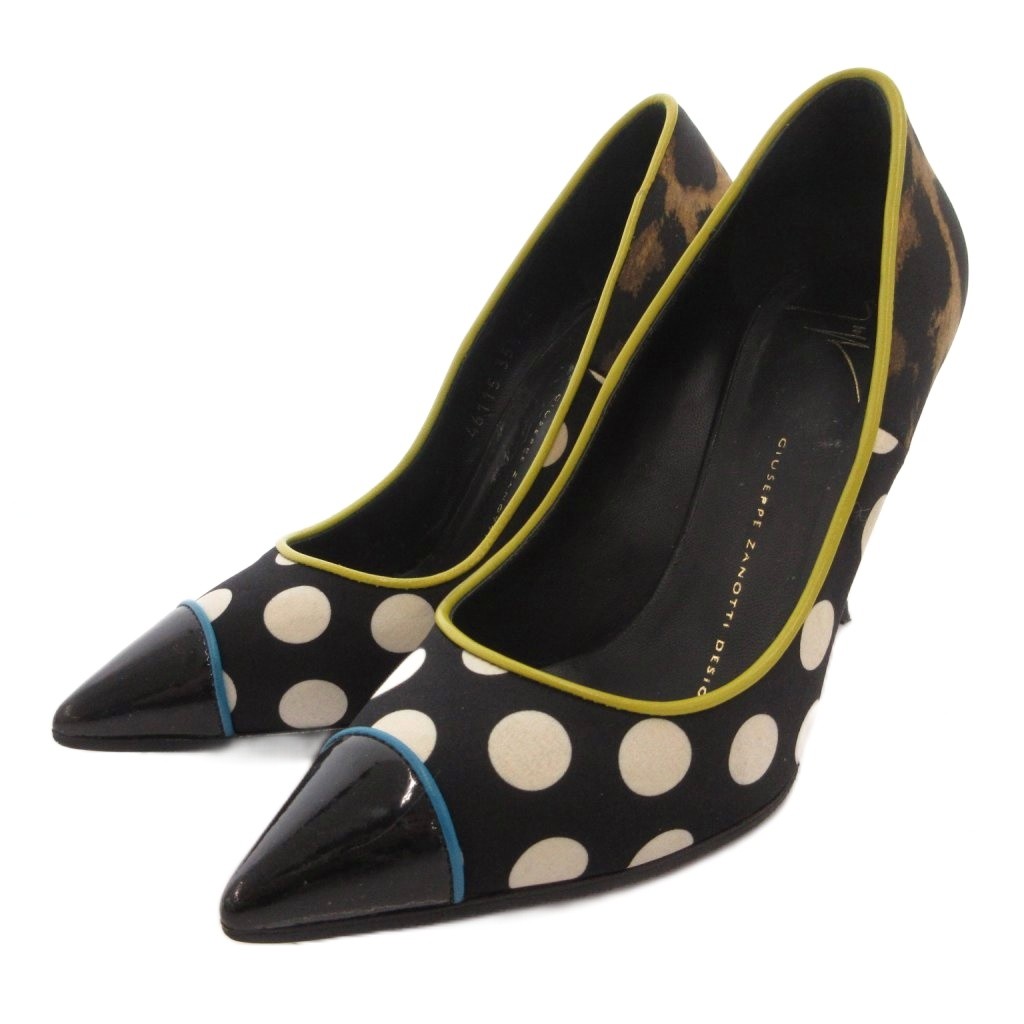 【中古】ジュゼッペザノッティデザイン GIUSEPPE ZANOTTI DESIGN パンプス ポインテッドトゥ ドット ハイヒール 35.5 黒 ブラック /FF ■GY62 レディース 【ベクトル 古着】 260421