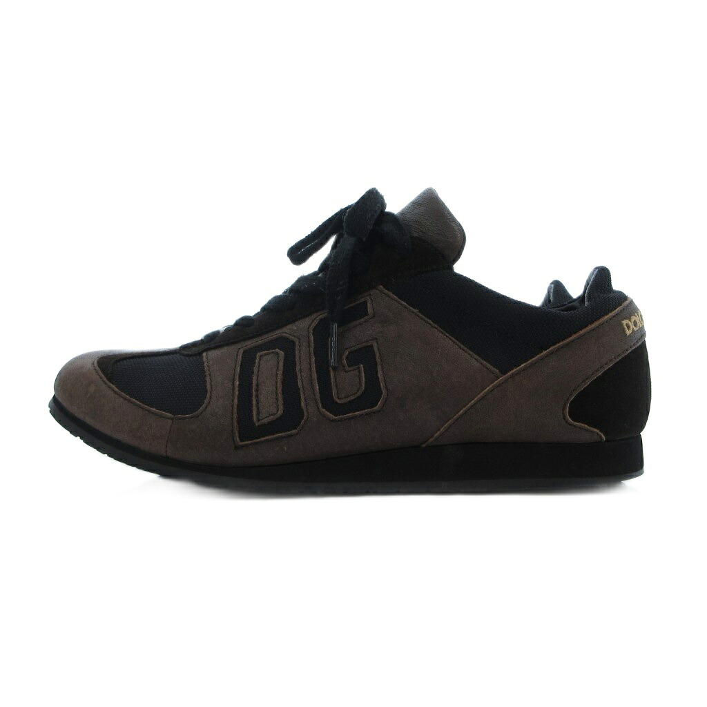 【中古】ドルチェ\u0026ガッバーナ 弗ガバ DOLCE\u0026GABBANA なめし革 スニーカー シューズ DGロゴタイプ 7 茶 赤銅色 /UO ■GY62 メンズ 【ベクター 古着】 260421