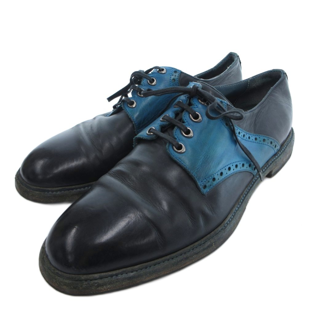 【中古】ドルチェ\u0026ガッバーナ 弗ガバ DOLCE\u0026GABBANA なめし革 ダービーシューズ スピード競技引き上げる 8 黒 黒いこと 青 青碧 /UO ■GY62 メンズ 【ベクター 古着】 260421