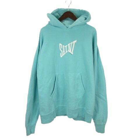 【中古】仙マイケル SAINTMICHAEL 23SS SAINT HOODIE ロゴタイプ パーカー 裏起毛 XL 青み SM-S23-0000-048 ☆AA★ メンズ 【ベクター 古着】 260413