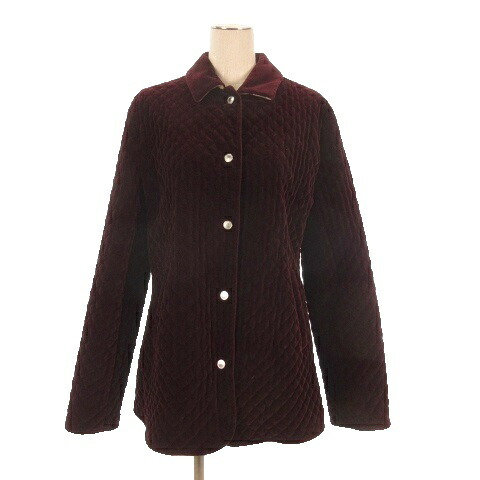 【中古】赤ちょうちんバリー 英国の首都 BURBERRY LONDON 天鵞絨 上衣 キルティング 裏ノバチェック ボルドーワイン 40 レディース 【ベクター 古着】 260412