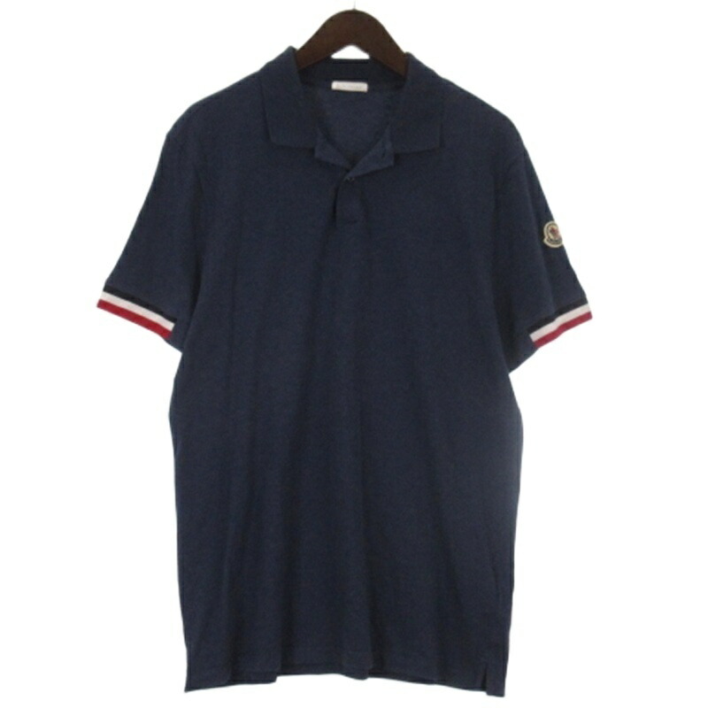 【中古】モンク軌跡 MONCLER トリコロール スポーツシャツ 半袖 ロゴタイプ紋章 米国海軍 XL メンズ 【ベクター 古着】 260330