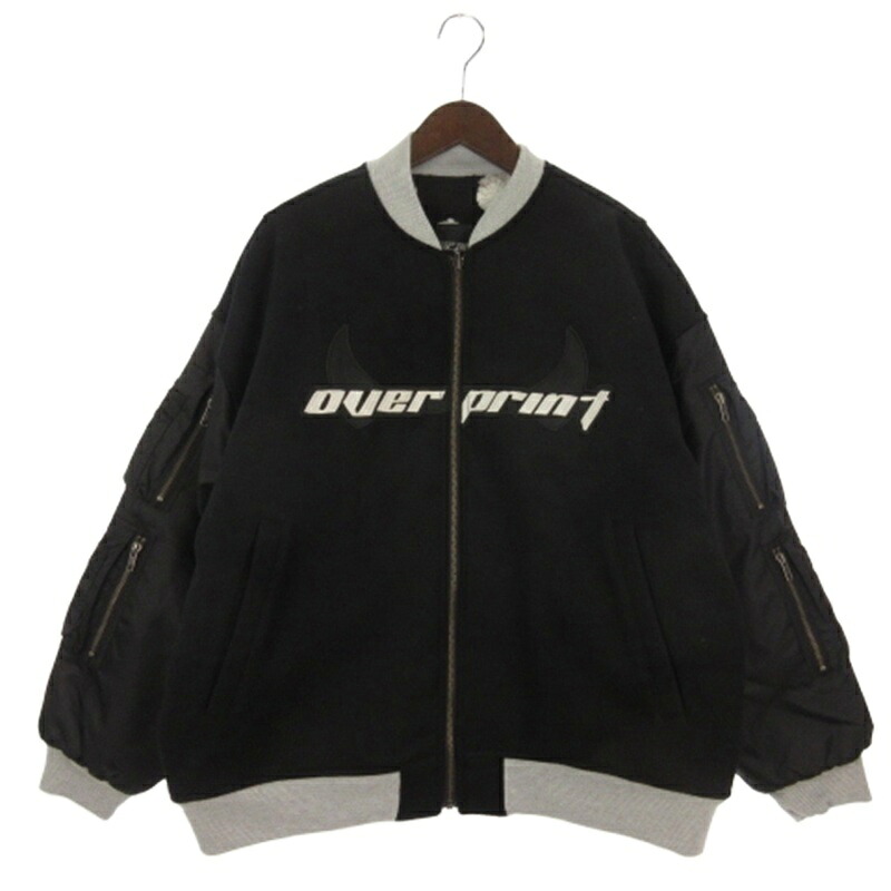 【中古】Over Print メルトン MA-1 ブルゾン ジャケット ブラック XL メンズ 【ベクトル 古着】 260402