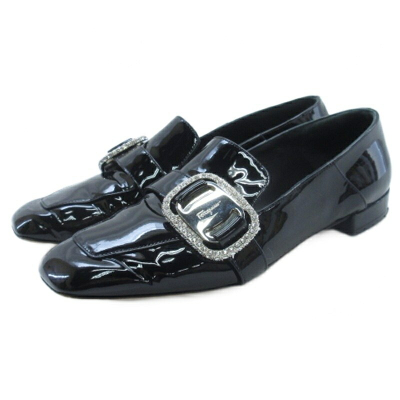 【中古】サルヴァトーレフェラガモ Salvatore Ferragamo モンクストラップ シューズ ロゴタイプ バックル エナメル 黒いこと 5.5 ■GY62 レディース 【ベクター 古着】 260405 レディース靴-靴-ローファー