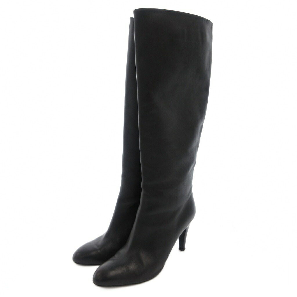 【中古】サルヴァトーレフェラガモ Salvatore Ferragamo ロングブーツ なめし革 踵 38.5 黒 黒いこと /FF ■GY62 レディース 【ベクター 古着】 260417