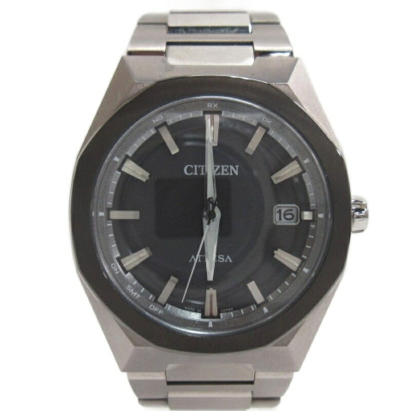 【中古】シチズン CITIZEN ATTESA アテッサ ウオッチ エコ運転 電磁波時辰儀 H128-00CWT01 黒文字盤 メンズ 【ベクター 古着】 260516