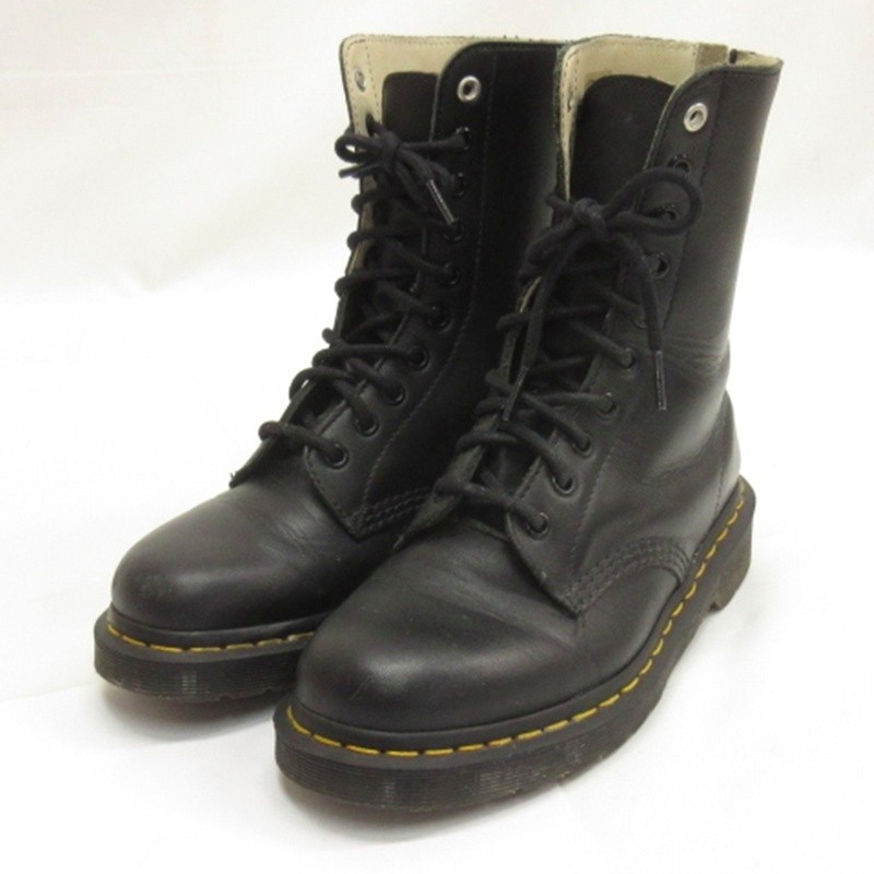 【中古】お医者さんマーチン DR.MARTENS Y\u0027s 10EYE BOOT ブーツ 黒いこと 38  【ベクター 古着】 260517