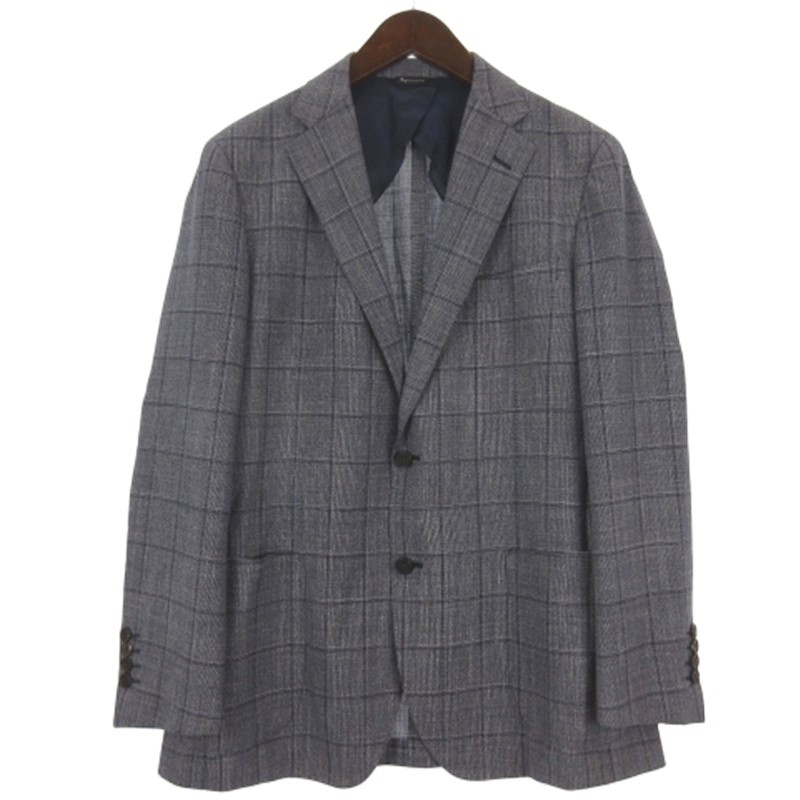【中古】アクアスキュータム AQUASCUTUM テーラード ジャケット シングル チェック ブルー 98AB6 メンズ 【ベクトル 古着】 260515|ブランド古着の買取販売ベクトル