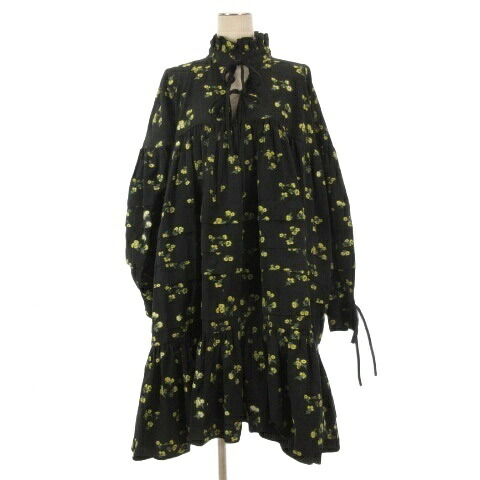 【中古】セシリーバンセン Cecilie Bahnsen フィルクーペ 花柄 衣装 長袖 黒いこと 黄色 260604E レディース 【ベクター 古着】 260604