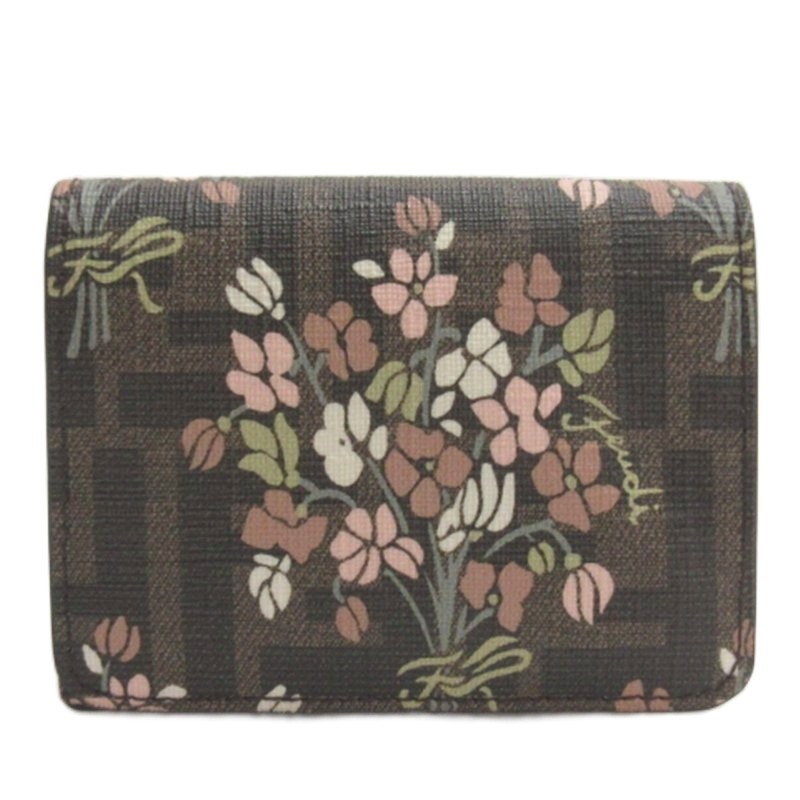 【中古】フェンディ FENDI ズッカ柄 花柄 三つ折り 紙入れ 8M0480 赤銅色 レディース 【ベクター 古着】 260622