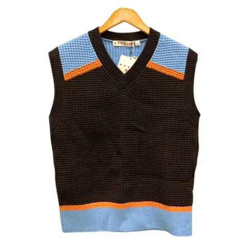MARNI 20aw ウールニットベスト　サイズ50 MARNI（マルニ）ベスト 紺 サイズ:50(XL位) メンズ