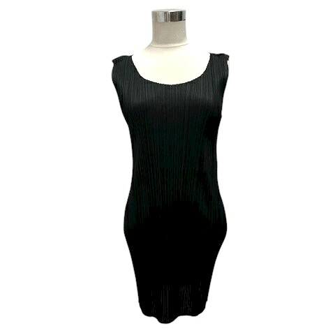 【中古】プリーツプリーズ PLEATS PLEASE PP55-JT101 ワンピース クルーネック ノースリーブ リブ ミニ丈 3 黒 ブラック レディース 【ベクトル 古着】 251105 13,376円