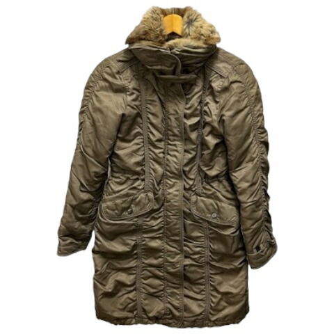 【中古】マレーラ MARELLA コート 長袖 ファー シルバー金具 ポリエステル 40 チャコールブラウン レディース 【ベクトル 古着】 260106