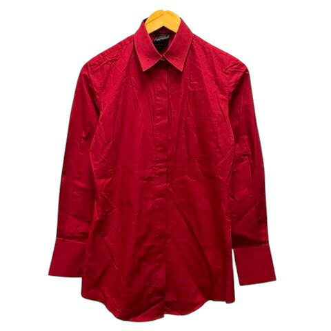 【中古】ジャンポールゴルチエ クラシック Jean Paul GAULTIER CLASSIQUE シャツ ブラウス コットン 比翼ボタン 無地 長袖 40 赤 レッド レディース 【ベクトル 古着】 251211