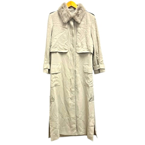 【中古】未使用品 ジャンルイシェレル JEAN-LOUIS SCHERRER ロングコート ジャケット ファー ミンク 40 ベージュ レディース 【ベクトル 古着】 260108
