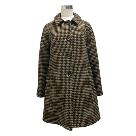 【中古】シーラップ Sealup チェスターコート アウター ウール 千鳥格子 チェック柄 長袖 44 茶 ブラウン レディース 【ベクトル 古着】 251219