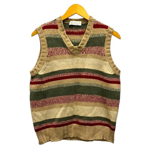 【中古】ブルネロクチネリ BRUNELLO CUCINELLI 編み物限りない Vのど首 カシミール 間借り人 50 ベージュ マルチ色合い レディース 【ベクター 古着】 251223 ベスト・ジレ-レディースファッション