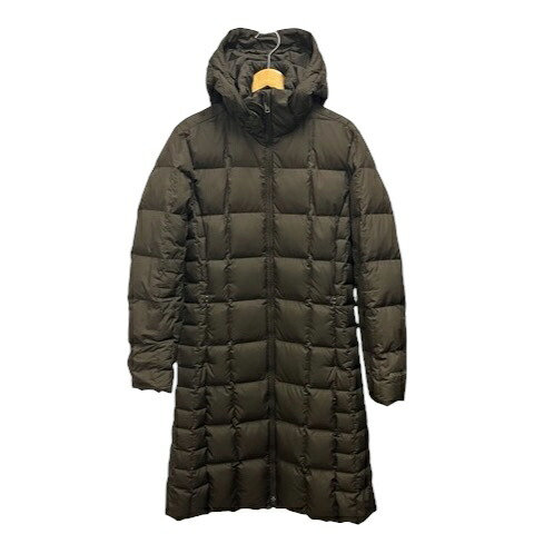 【中古】パタゴニア Patagonia ロングダウンジャケット 長袖 ボンネット 無地 ロゴタイプ 羽根混 28437FA13 XS カーキ レディース 【ベクター 古着】 260204 コート・ジャケット-レディースファッション
