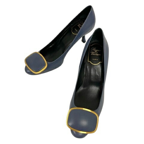 【中古】ロジェヴィヴィエ ROGER VIVIER パンプス ラウンドトゥ バックル ピンヒール 35.5 紺 ネイビー レディース 【ベクトル 古着】 260126