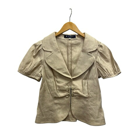 【中古】未当てはめる品 エムズグレイシー M\u0027S GRACY 上衣 半袖 無地 リネン混 TD-224331 38 ベージュ レディース 【ベクター 古着】 260222