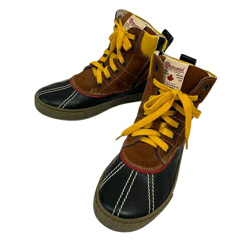 【中古】ディースクエアード DSQUARED2 スニーカー ブーツ ハイカット スエード 36 茶 ブラウン 黄 イエロー 黒 ブラック レディース 【ベクトル 古着】 260326｜ブランド古着の買取販売ベクトル