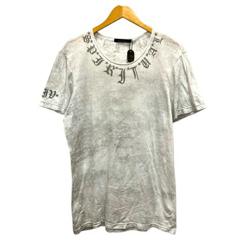 【中古】フォーティーンス アディクション14th Addiction Tシャツ クルーネック コットン プリント 総柄 半袖 2 グレー メンズ 【ベクトル 古着】 260407