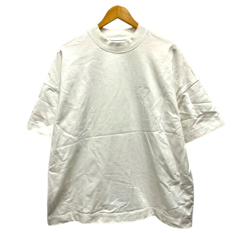 【中古】意中の女 アレクサンドル マテュッシ ami alexandre mattiussi プルオーバー 労働者の一団素っ首 綿織物 ワンポイント ロゴタイプ刺しゅう 半袖 S 白 白いこと メンズ 【ベクター 古着】 260421