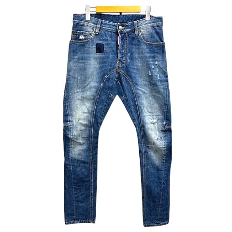 【中古】ディースクエアード DSQUARED2 デニム ジーンス パンツ ボタンフライ スリム ダメージ加工 46 インディゴブルー メンズ 【ベクトル 古着】 260625｜ブランド古着の買取販売ベクトル