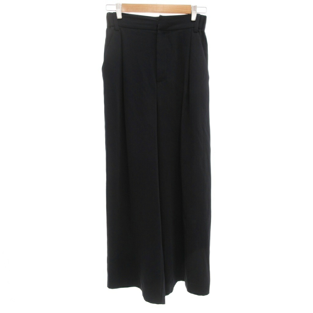 美品【ユナイテッドアローズ 】日本製　ジャガード総柄　ワイドパンツ　ブラック UNITED ARROWS LTD. OUTLET｜カットジャガード ワイドパンツ